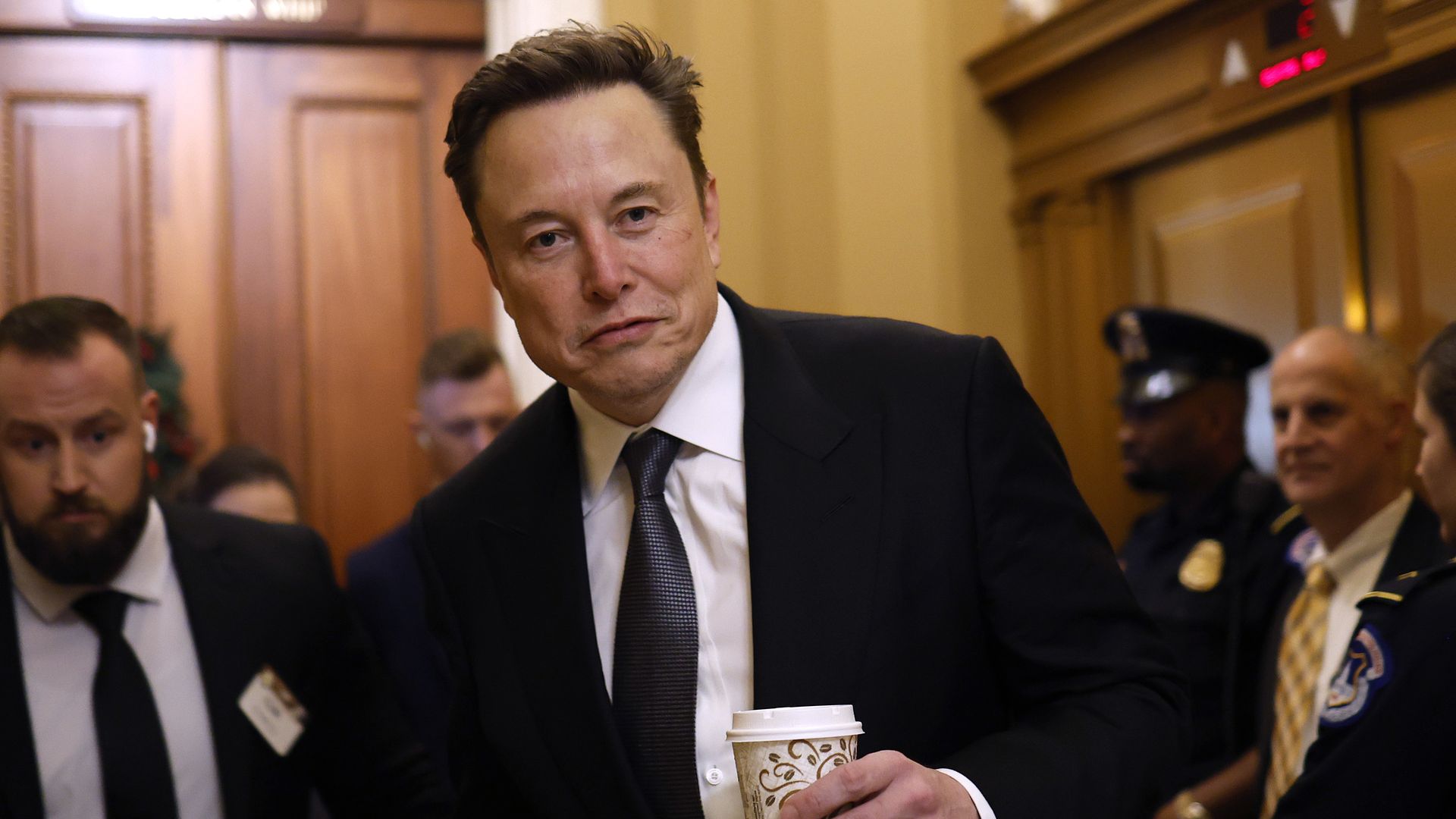 Elon Musk, Co-Chair of the newly announced Department of Government Efficiency (DOGE), arrives on Capitol Hill on December 0
