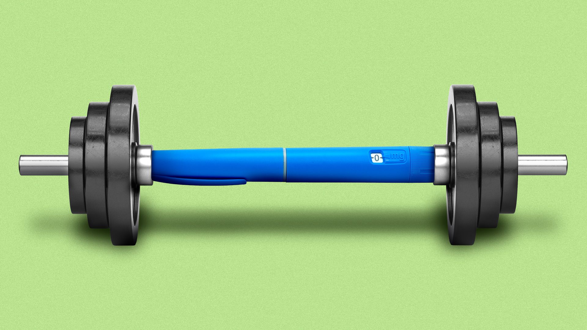 Illustration of a semaglutide auto injector pen as a set of barbells