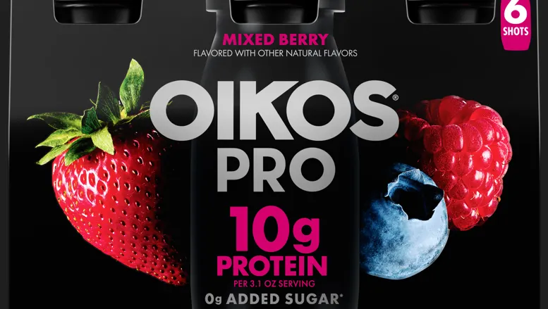 Packages of Oikos yogurt from Danone.