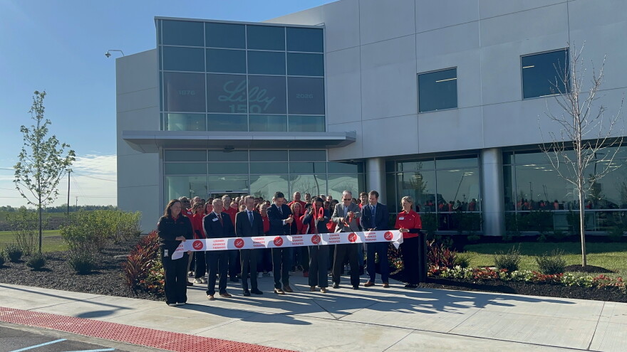 State and local leaders take part in ribbon cutting ceremony at the new Lilly facility May 6, 2026.