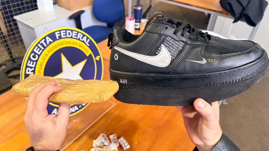 A shoe was used to smuggle the drugs.