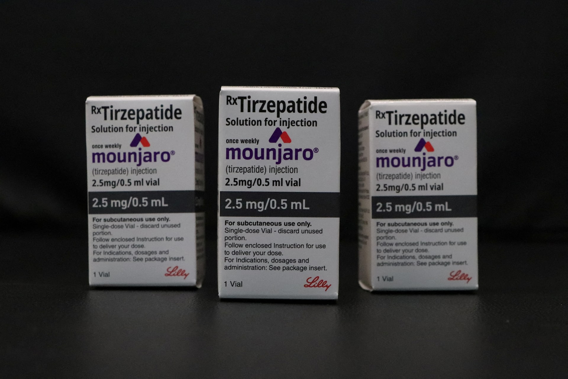 Vials of Eli Lilly's Mounjaro are placed on a table for a photograph in a health clinic in Hyderabad